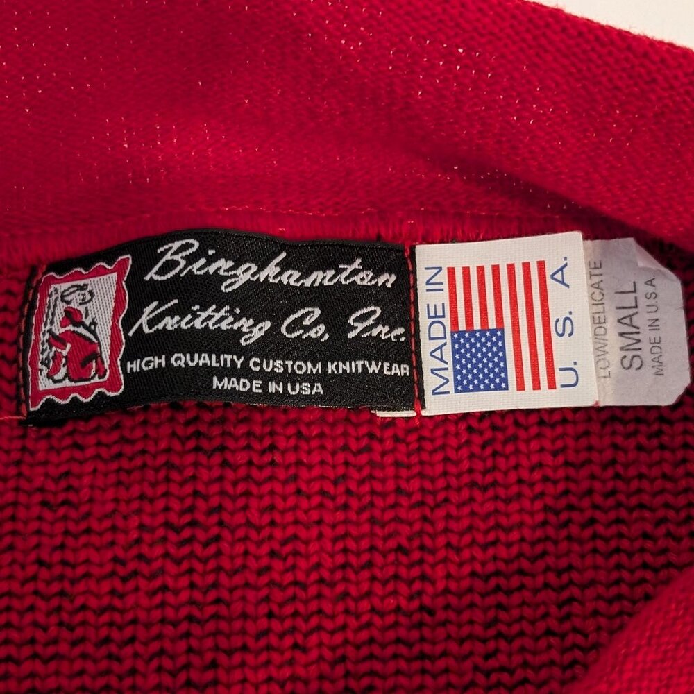 Binghamton Knitting Co Red with Black Galloping Horse Sweater - Picture 3 of 3